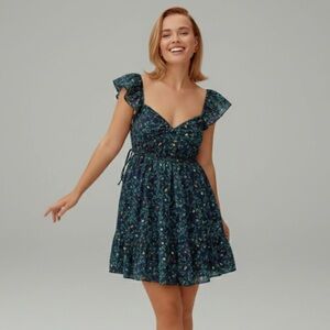 Hill House Lucia Mini Dress Midnight Garden Green Vegetable Print Small